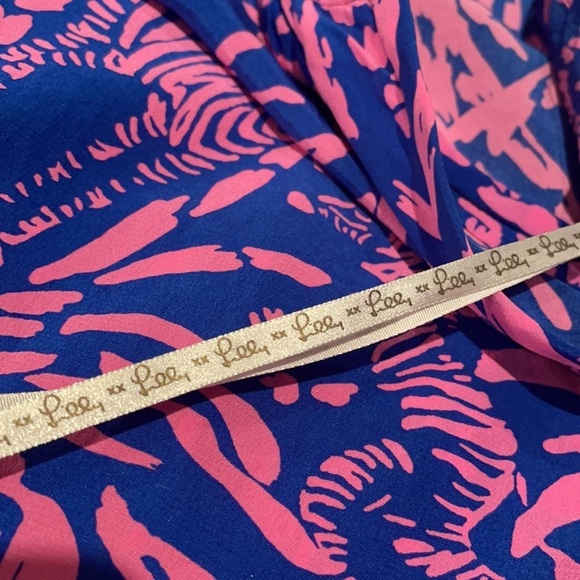 Lilly Pulitzer Silk Dress Blue and Pink Zebra In Grass Betty Racer Back XS - Picture 15 of 16